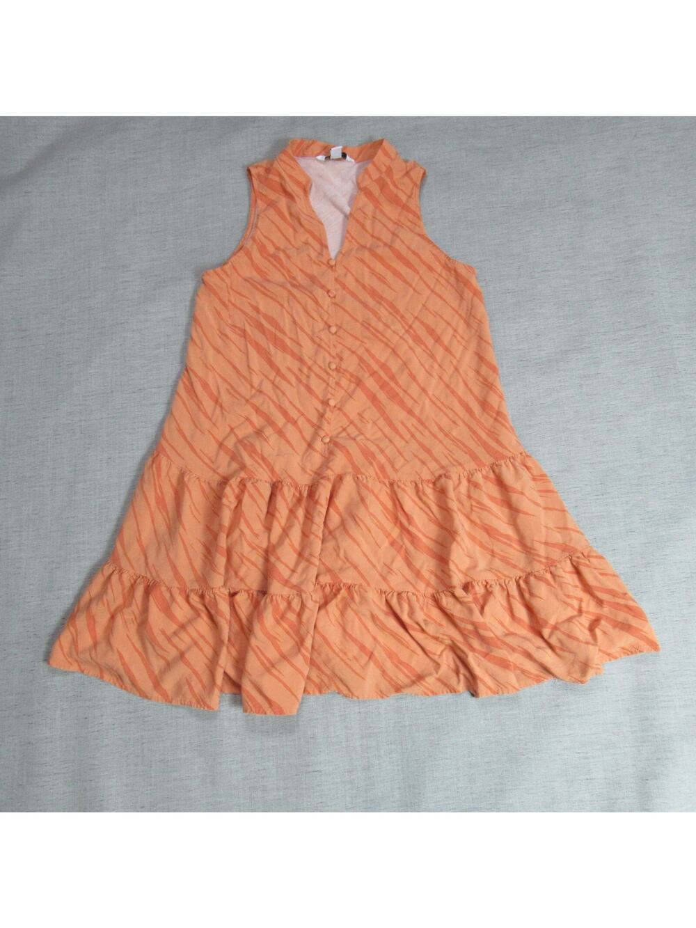 Nine West Dress Womens M Orange Striped Sleeveless Tiered Preppy Picnic Date